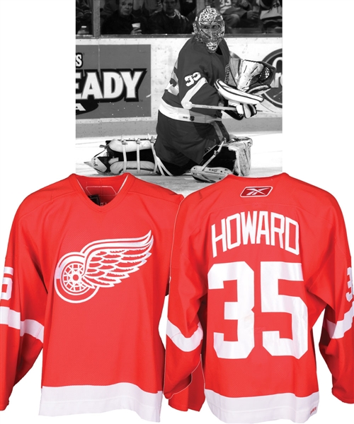 Jimmy Howards 2005-06 Detroit Red Wings Game-Worn Rookie Season Jersey with Team COA - Photo-Matched!