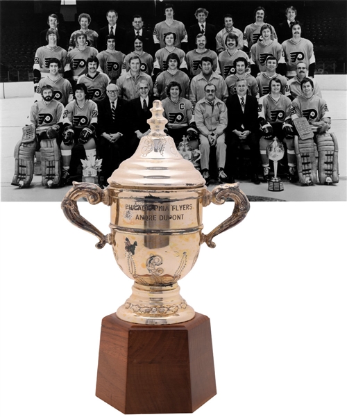 Andre "Moose" Duponts 1976-77 Philadelphia Flyers Clarence Campbell Bowl Championship Trophy with His Signed LOA (11")