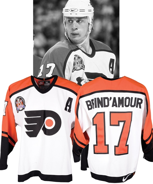 Rod BrindAmours 1996-97 Philadelphia Flyers Game-Worn Stanley Cup Finals Alternate Captains Jersey with LOA - Photo-Matched!