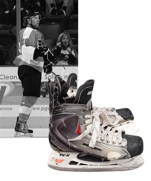 Claude Girouxs 2010-11 Philadelphia Flyers Game-Used Skates with LOA - Photo-Matched to Finals!