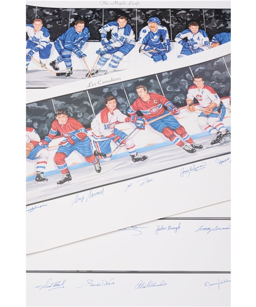 "Original Six" Multi-Signed Limited-Edition #173/1000 Lithograph Collection of 6 (18" x 39")