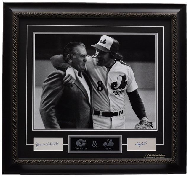 Maurice Richard and Gary Carter "The Rocket and The Kid" Dual-Signed Limited-Edition Framed Display #4/20 with LOA (28" x 30")