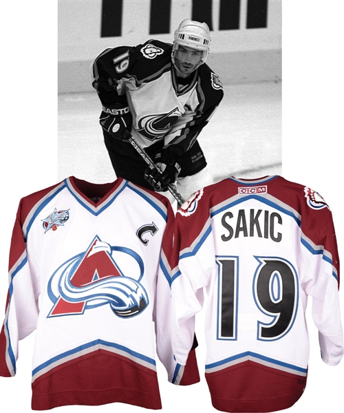 Joe Sakics 2000-01 Colorado Avalanche Game-Worn Captains Jersey with Team COA - 54-Goal Season! - Stanley Cup Championship Season!