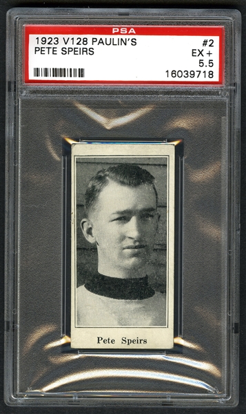 1923-24 Paulins Candy V128 Hockey Card #2 Pete Speiers - Graded PSA 5.5