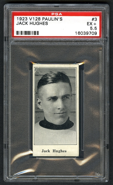 1923-24 Paulins Candy V128 Hockey Card #3 Jack Hughes - Graded PSA 5.5 - Highest Graded!