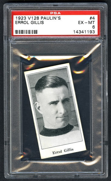 1923-24 Paulins Candy V128 Hockey Card #4 Errol Gillis - Graded PSA 6 - Highest Graded!