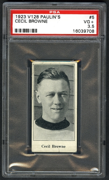 1923-24 Paulins Candy V128 Hockey Card #5 Cecil Browne - Graded PSA 3.5