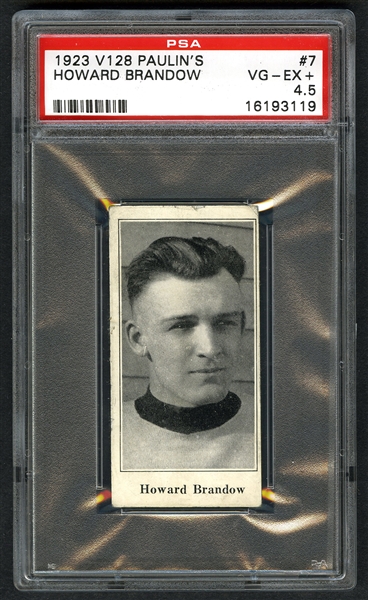 1923-24 Paulins Candy V128 Hockey Card #7 Howard Brandow - Graded PSA 4.5