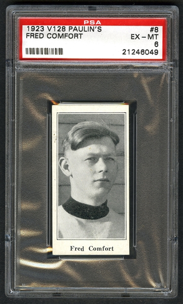 1923-24 Paulins Candy V128 Hockey Card #8 Fred Comfort - Graded PSA 6 - Highest Graded!
