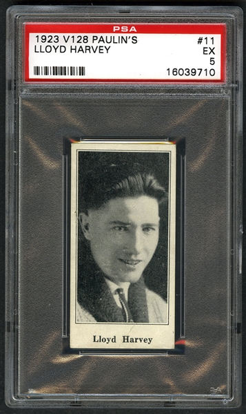 1923-24 Paulins Candy V128 Hockey Card #11 Lloyd Harvey - Graded PSA 5 - Highest Graded!