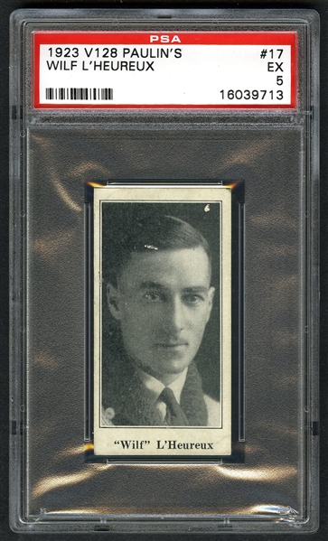 1923-24 Paulins Candy V128 Hockey Card #17 Wilf LHeureux - Graded PSA 5 - Highest Graded!