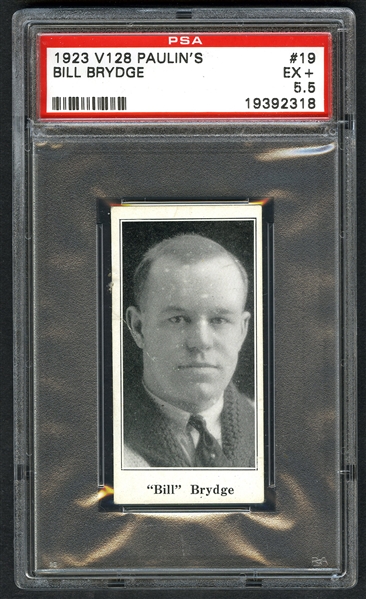 1923-24 Paulins Candy V128 Hockey Card #19 Bill Brydge - Graded PSA 5.5 - Highest Graded!