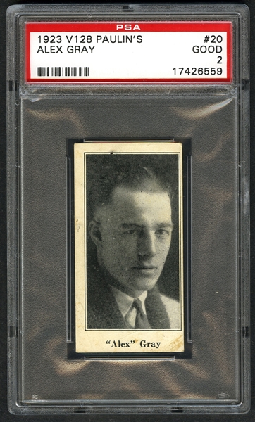 1923-24 Paulins Candy V128 Hockey Card #20 Alex Gray - Graded PSA 2
