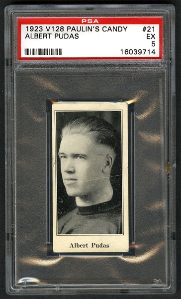 1923-24 Paulins Candy V128 Hockey Card #21 Albert Pudas - Graded PSA 5 - Highest Graded!