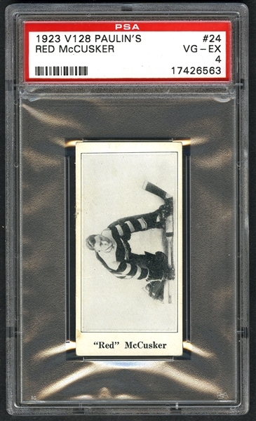 1923-24 Paulins Candy V128 Hockey Card #24 Red McCusker - Graded PSA 4 