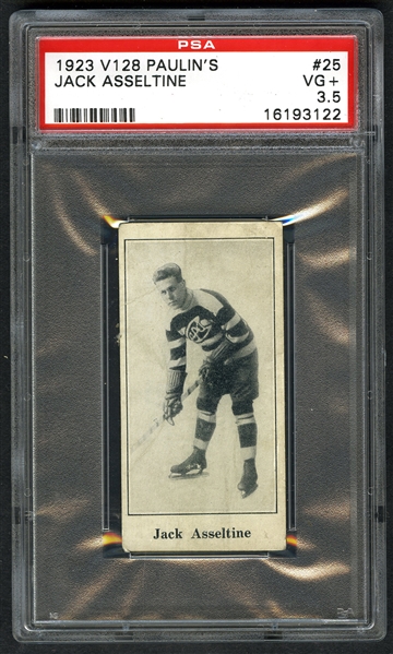 1923-24 Paulins Candy V128 Hockey Card #25 Jack Asseltine - Graded PSA 3.5