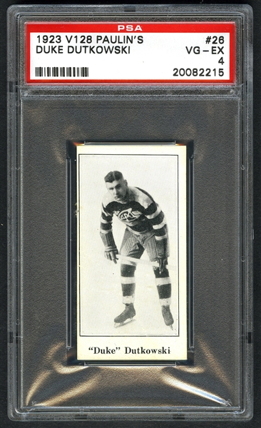 1923-24 Paulins Candy V128 Hockey Card #26 Duke Dutkowski - Graded PSA 4