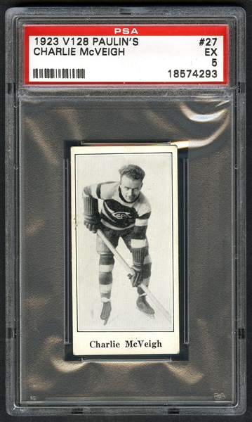 1923-24 Paulins Candy V128 Hockey Card #27 Charley McVeigh - Graded PSA 5 - Highest Graded!