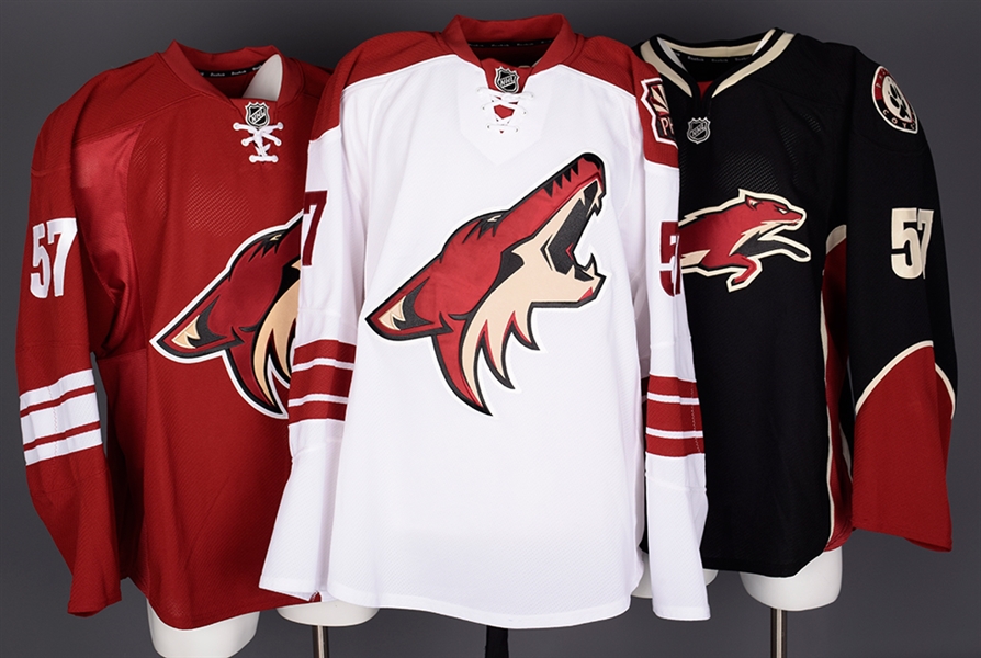 Maxim Goncharovs 2011-12 Phoenix Coyotes Game-Worn Home and Away Pre-Season Jerseys and Game-Issued Alternate Jersey with Team LOAs