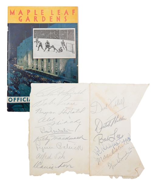 1940 Stanley Cup Finals Program from Cup-Clinching Game Plus New York Rangers 1940 Cup Winners Team-Signed Envelope Featuring 9 Deceased HOFers