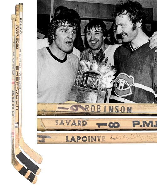 Savards, Lapointes and Robinsons 1980s Montreal Canadiens "Big Three" Game-Used Sticks