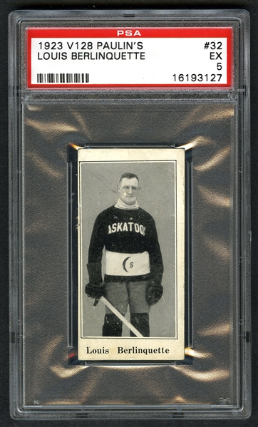 1923-24 Paulins Candy V128 Hockey Card #32 Louis Berlinquette - Graded PSA 5 - Highest Graded!