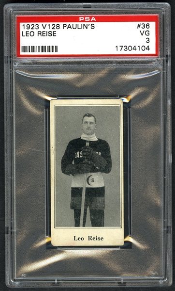 1923-24 Paulins Candy V128 Hockey Card #36 Leo Reise - Graded PSA 3