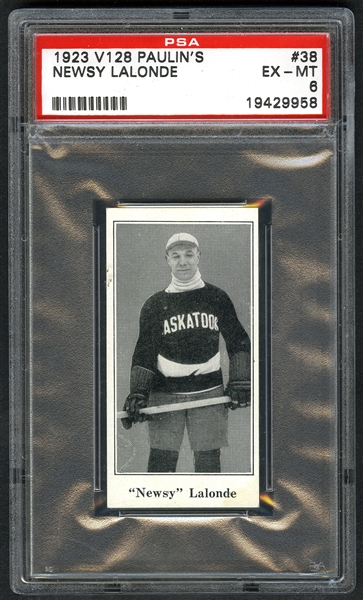 1923-24 Paulins Candy V128 Hockey Card #38 HOFer Newsy Lalonde - Graded PSA 6 - Highest Graded!