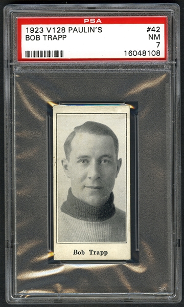 1923-24 Paulins Candy V128 Hockey Card #42 Bob Trapp - Graded PSA 7 - Highest Graded!