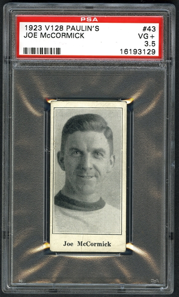 1923-24 Paulins Candy V128 Hockey Card #43 Joe McCormick - Graded PSA 3.5