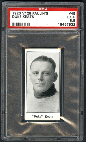 1923-24 Paulins Candy V128 Hockey Card #45 HOFer Duke Keats RC - Graded PSA 5.5 - Highest Graded!