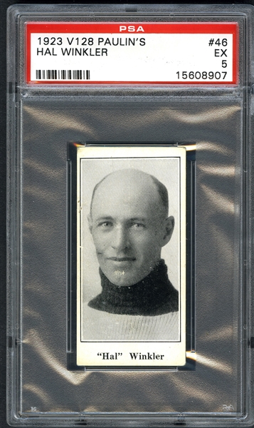 1923-24 Paulins Candy V128 Hockey Card #46 Hal Winkler - Graded PSA 5 - Highest Graded!