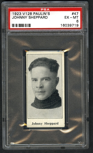 1923-24 Paulins Candy V128 Hockey Card #47 Johnny Sheppard - Graded PSA 6 - Highest Graded!