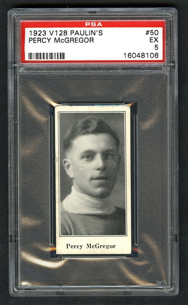 1923-24 Paulins Candy V128 Hockey Card #50 Percy McGregor - Graded PSA 5 - Highest Graded!