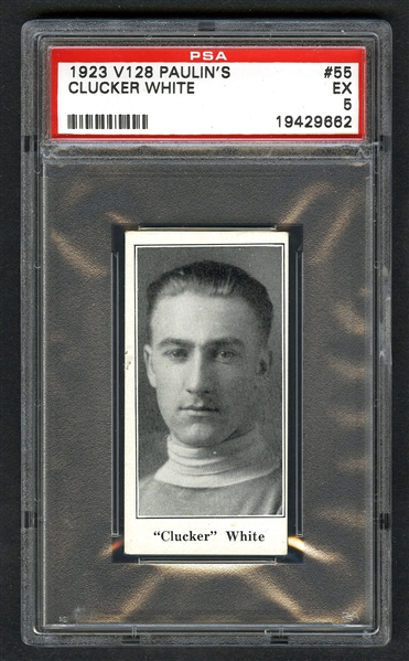 1923-24 Paulins Candy V128 Hockey Card #55 Clucker White - Graded PSA 5 - Highest Graded!