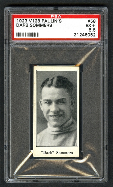1923-24 Paulins Candy V128 Hockey Card #58 Darb Sommers - Graded PSA 5.5 - Highest Graded!