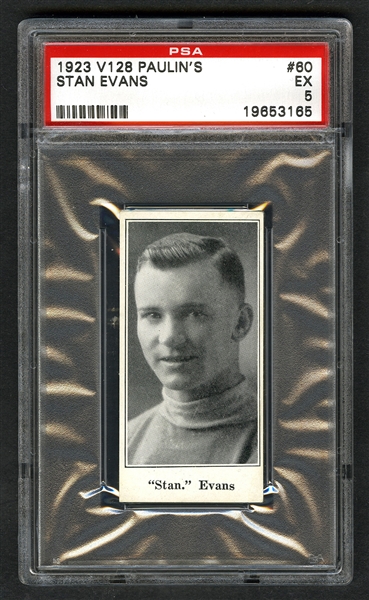 1923-24 Paulins Candy V128 Hockey Card #60 Stan Evans - Graded PSA 5 - Highest Graded!