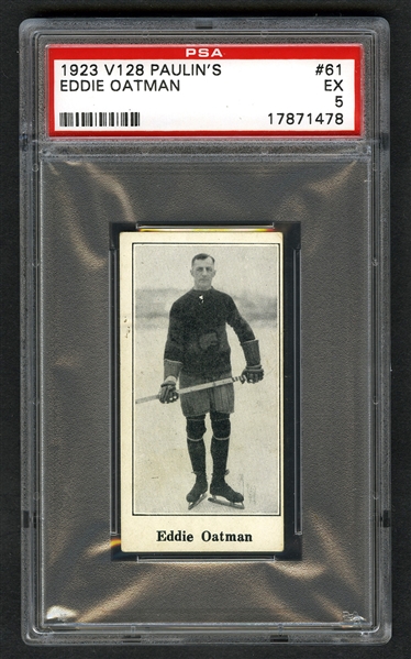 1923-24 Paulins Candy V128 Hockey Card #61 Ed Oatman - Graded PSA 5