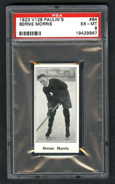 1923-24 Paulins Candy V128 Hockey Card #64 Bernie Morris - Graded PSA 6 - Highest Graded!