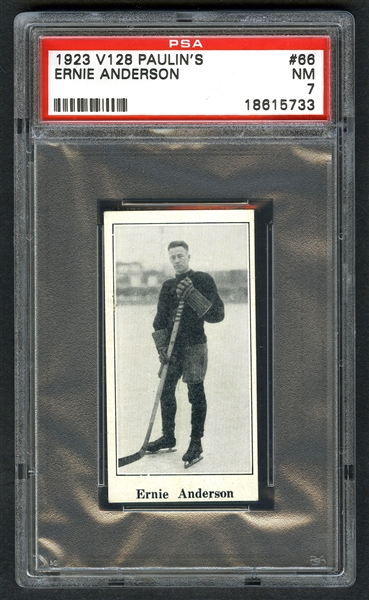 1923-24 Paulins Candy V128 Hockey Card #66 Ernie Anderson - Graded PSA 7 - Highest Graded!