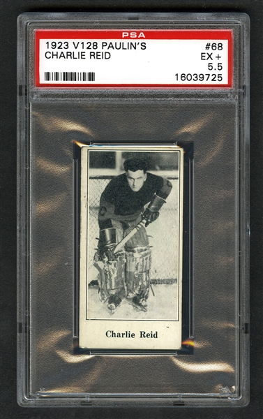 1923-24 Paulins Candy V128 Hockey Card #68 Charlie Reid - Graded PSA 5.5 - Highest Graded!