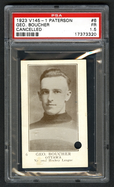 1923-24 William Patterson V145-1 (Cancelled) Hockey Card #6 HOFer George Boucher RC - Graded PSA 1.5