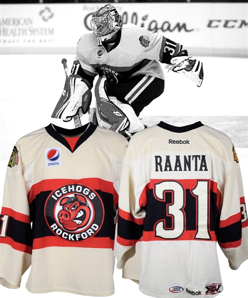 Antti Raantas 2013-14 AHL Rockford IceHogs Game-Worn Alternate Jersey with Team LOA - Photo-Match!