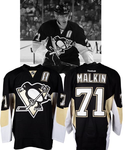Evgeni Malkins 2013-14 Pittsburgh Penguins Game-Worn Alternate Captains Jersey with Team LOA