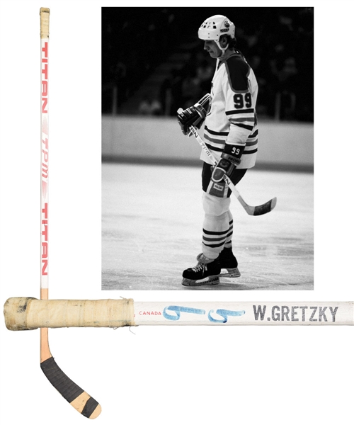 Wayne Gretzkys 1982-83 Edmonton Oilers Titan TPM Game-Used Stick with LOA - From Shawn Chaulk Collection
