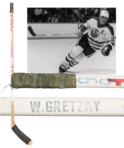 Wayne Gretzkys 1985-86 Edmonton Oilers Signed Titan TPM 2020 Game-Used Stick with LOA - From Shawn Chaulk Collection