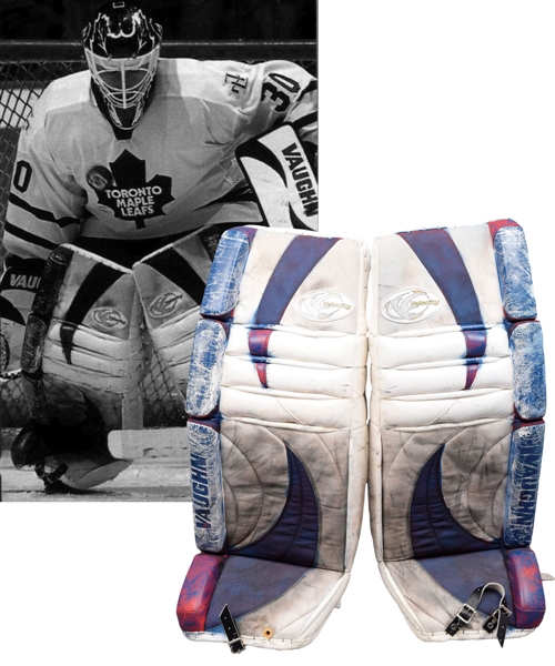 Tom Barrassos 2001-02 Toronto Maple Leafs / Team USA / Carolina Hurricanes Game-Worn Pads with Maple Leafs LOA - Photo-Matched!