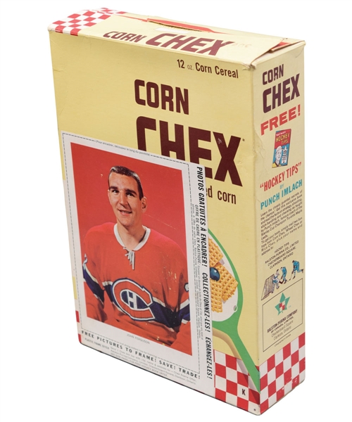 Scarce 1963-64 Corn Chex Cereal Complete Box with John Ferguson Photo