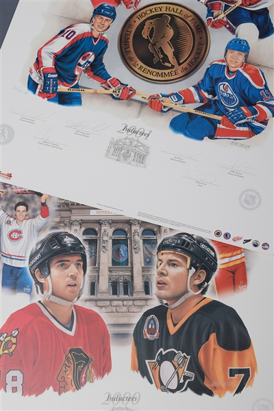 Hockey Hall of Fame Induction 2000 and 2001 Multi-Signed Limited-Edition AP Lithographs by Daniel Parry with COAs 