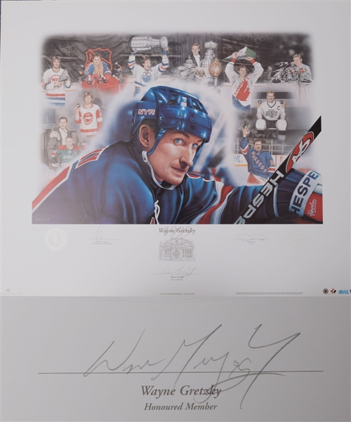 Wayne Gretzky Signed 1999 Hockey Hall of Fame Induction Limited-Edition AP Lithograph by Daniel Parry with COA